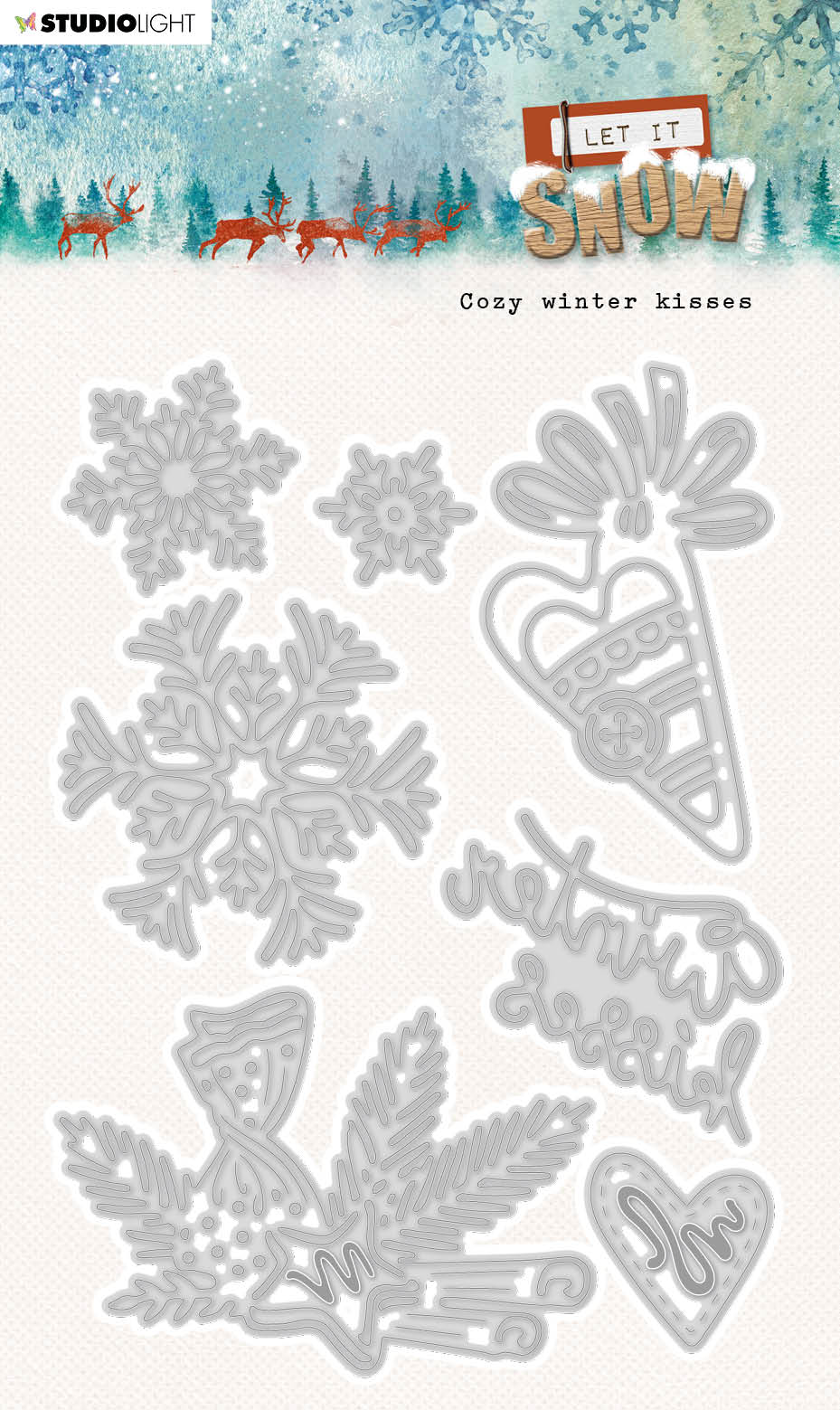 SL Cutting Dies Snowy Winter Kisses Let It Snow 102x142x1mm 7 PC nr.373