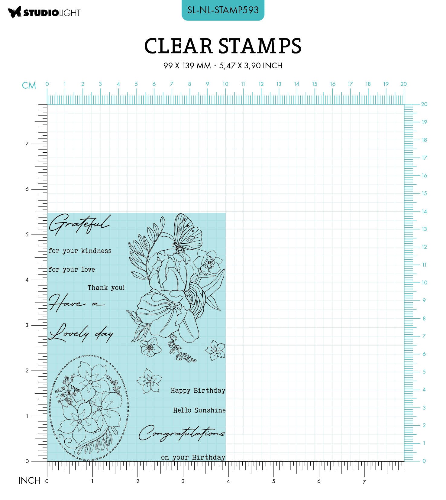 SL Clear Stamps Sentiments & Florals Nature Lover 99x139x3mm 14 PC nr.593