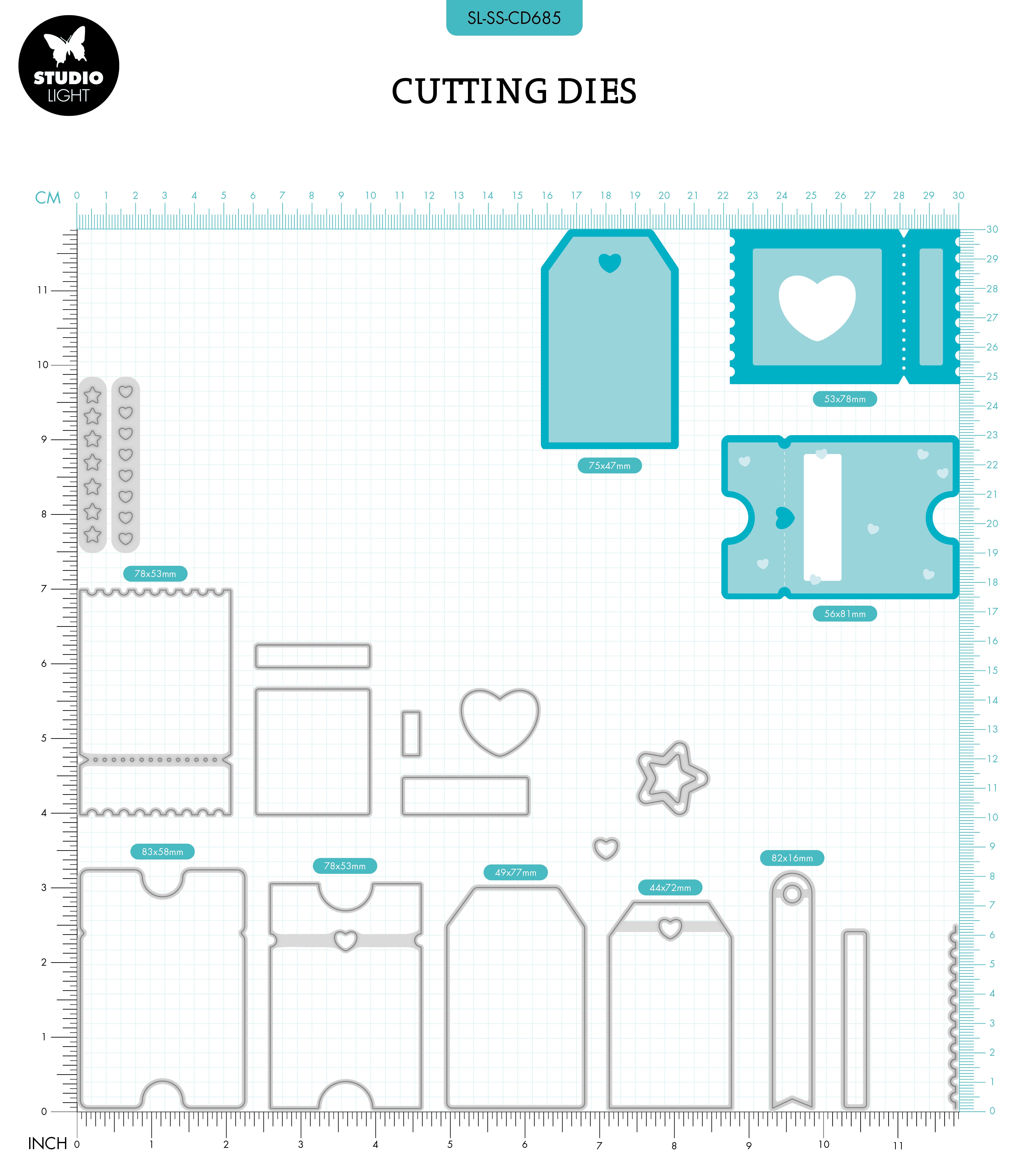 SL Cutting Die Tickets & Labels Sweet Stories 150x112x1mm 18 PC nr.685