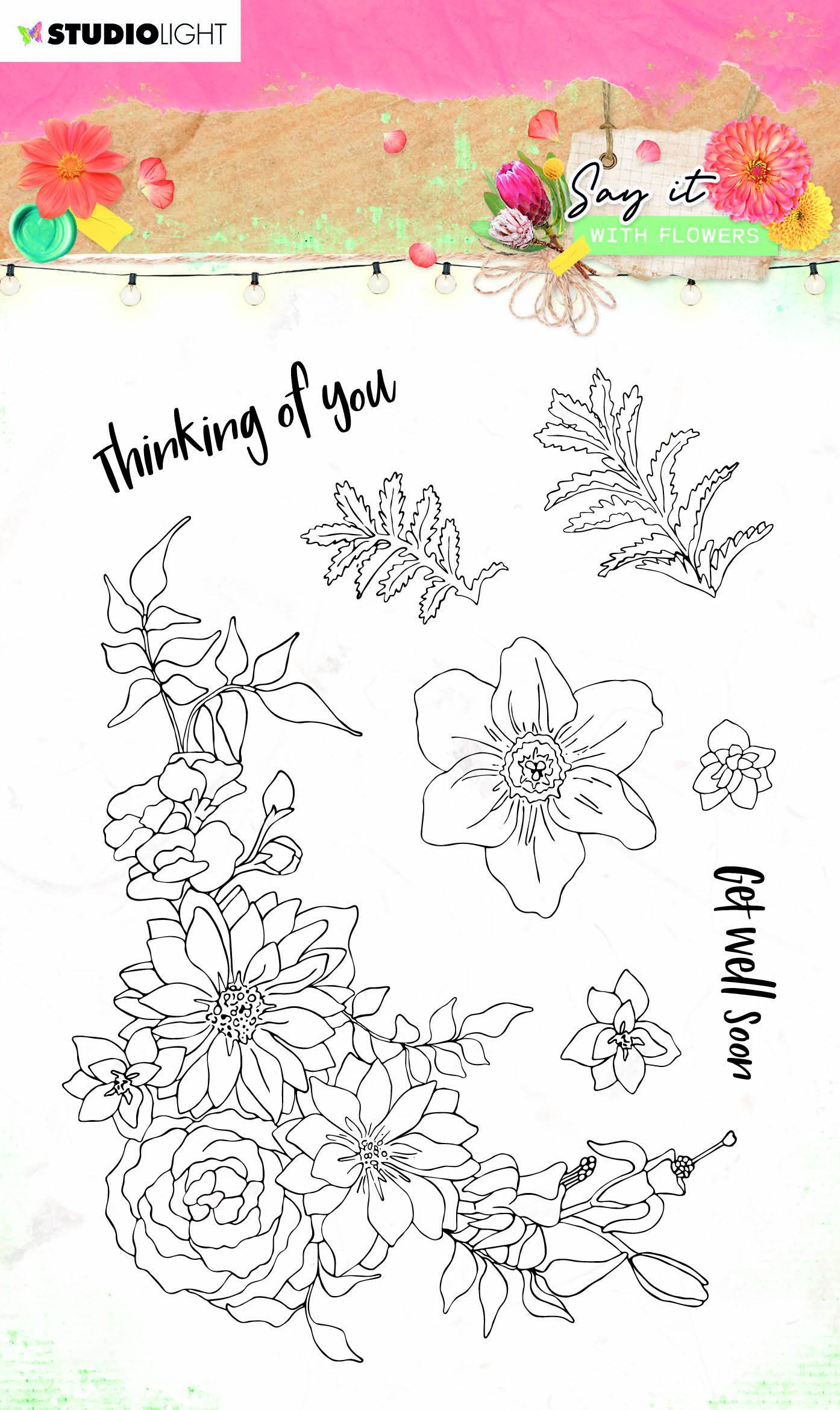 Clear Stamp Say it with Flowers 105x148mm nr.525