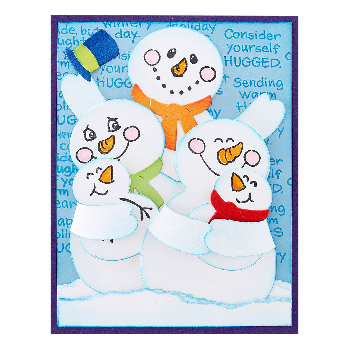 Snowman Hugs Faces & Sentiments Clear Stamp Set from the Holiday Hugs Collection by Stampendous