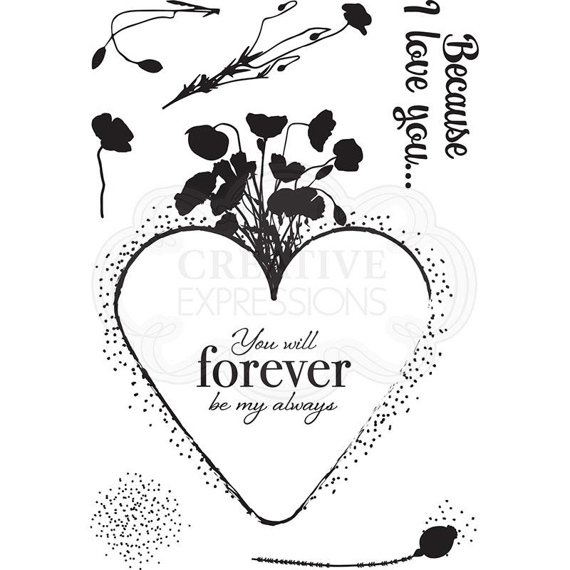 Creative Expressions Designer Boutique Collection Eternal Poppies A6 Clear Stamp Set