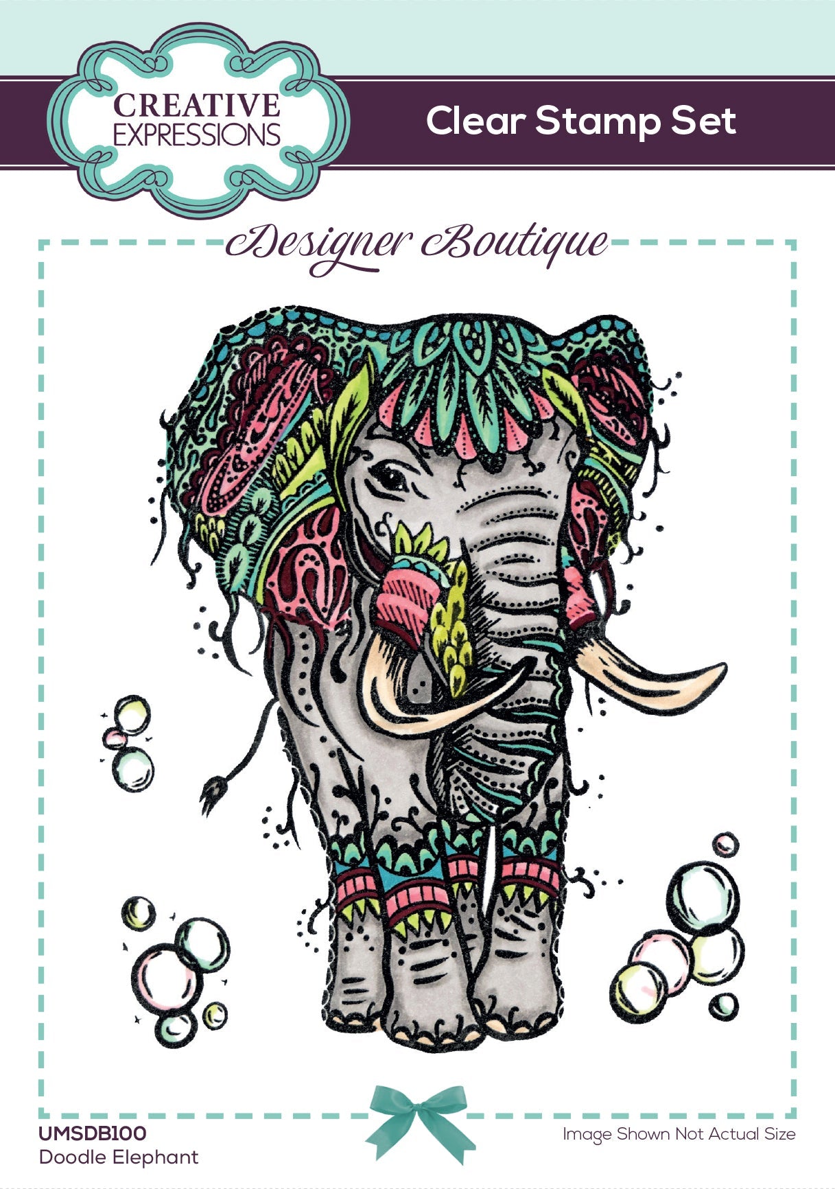 Creative Expressions Designer Boutique Doodle Elephant 6 in x 4 in Clear Stamp Set