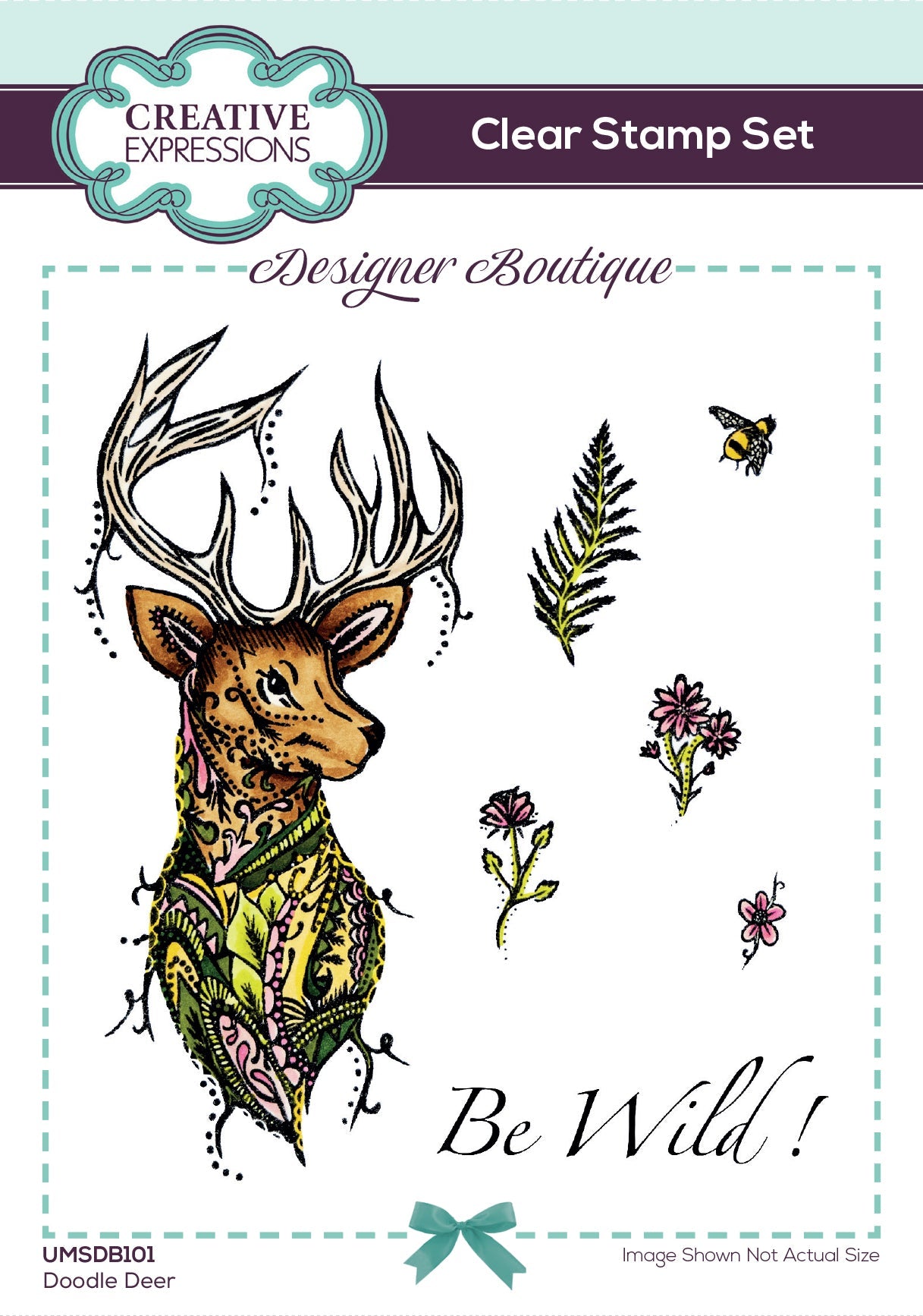 Creative Expressions Designer Boutique Doodle Deer 6 in x 4 in Clear Stamp Set