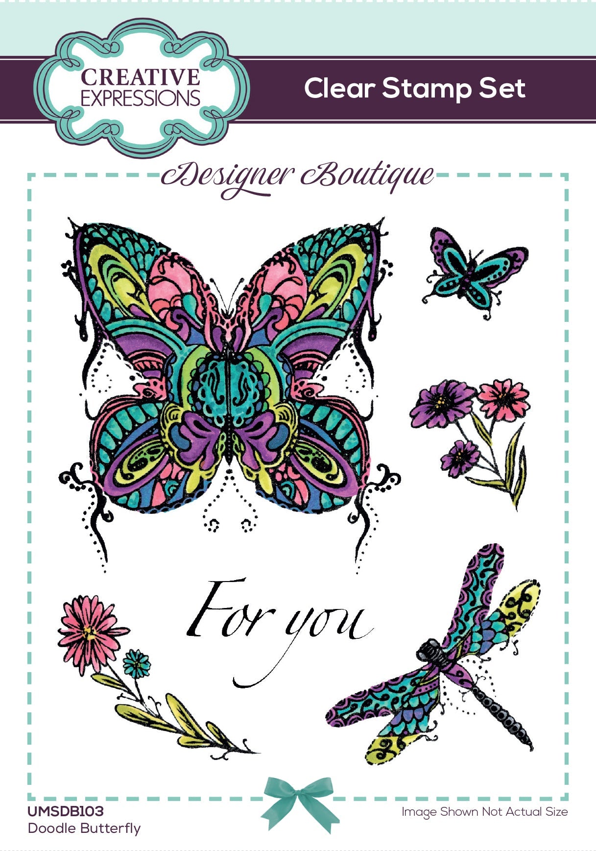 Creative Expressions Designer Boutique Doodle Butterfly 6 in x 4 in Clear Stamp Set