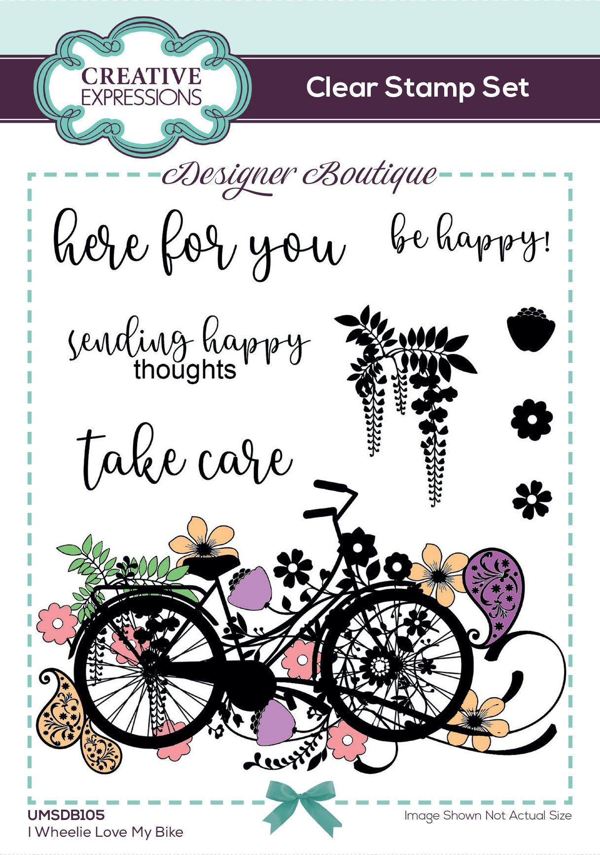 Creative Expressions Designer Boutique I Wheelie Love My Bike 6 in x 4 in Clear Stamp Set