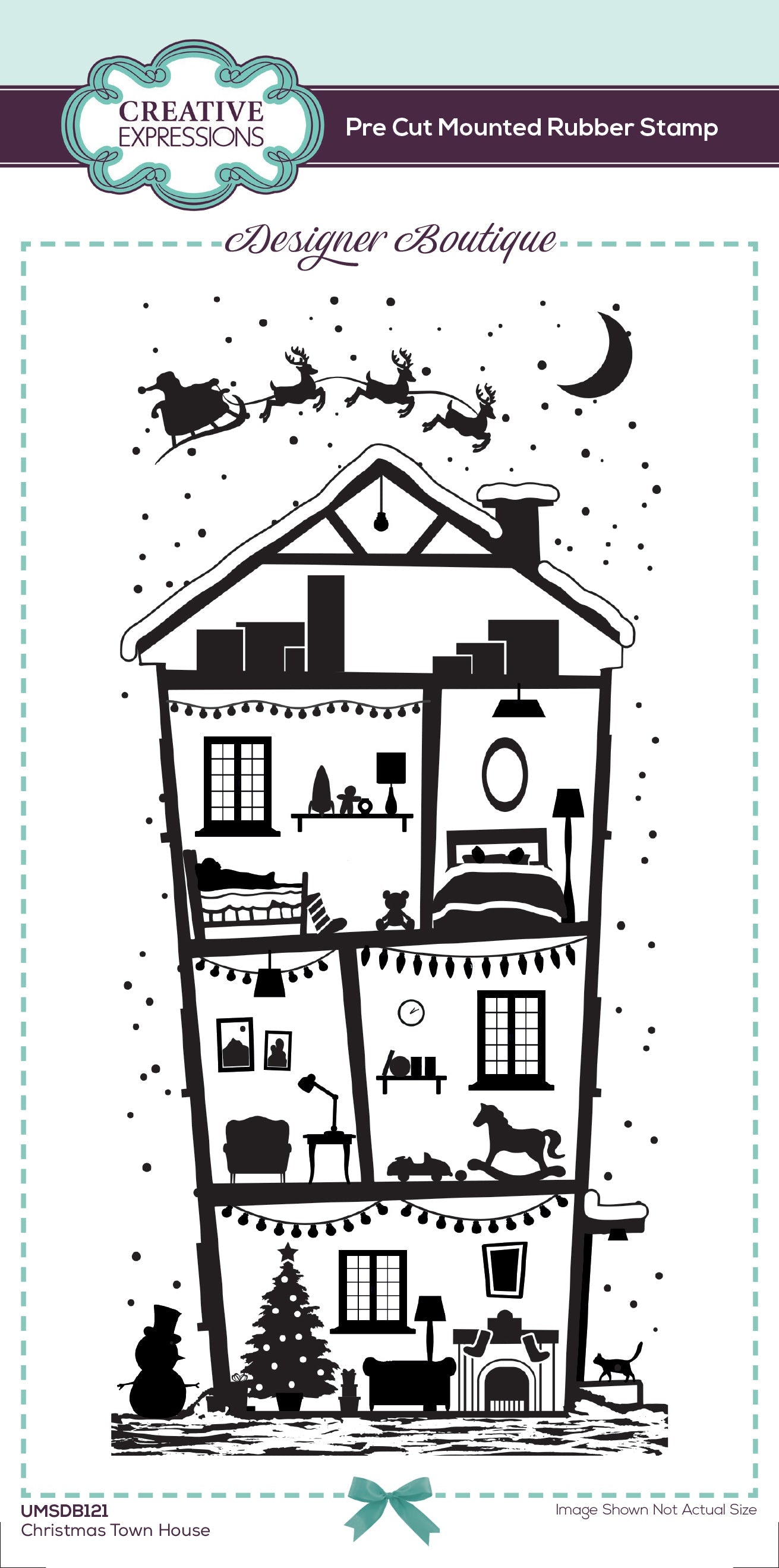 Creative Expressions Designer Boutique Christmas Town House DL Rubber Stamp