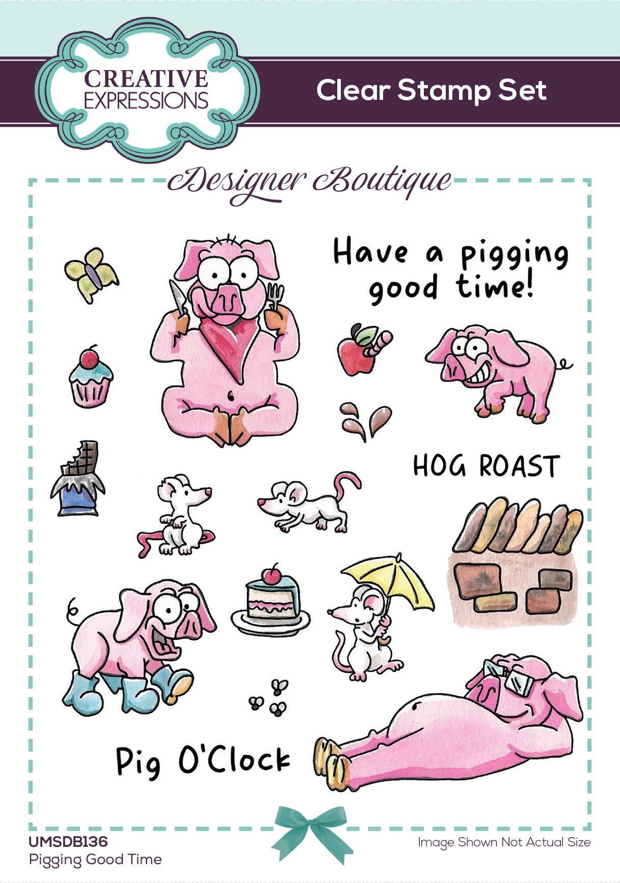 Creative Expressions Pigging Good Time 6 in x 4 in Clear Stamp Set