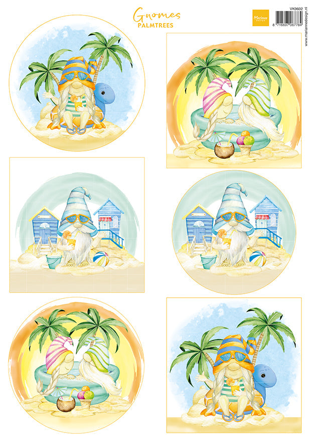 Marianne Design A4 Cutting Sheet - Gnomes On The Beach - Palm Trees