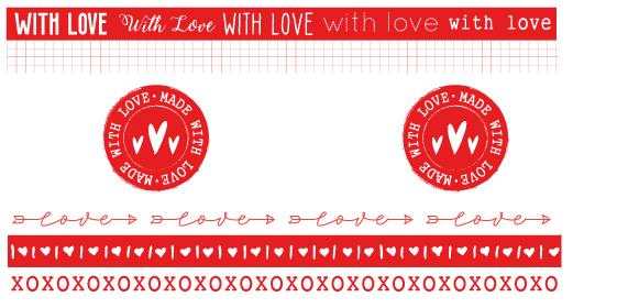 Washi Tape Red/White Filled With love 6 RLnr.19