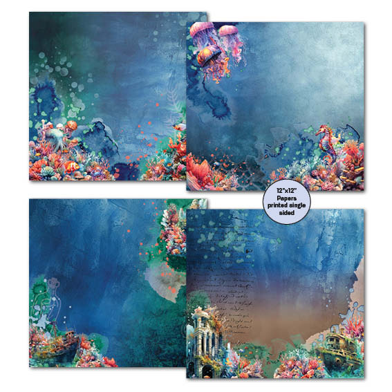 3Quarter Designs Poseidon's Kingdom 12x12 Scrapbook Collection