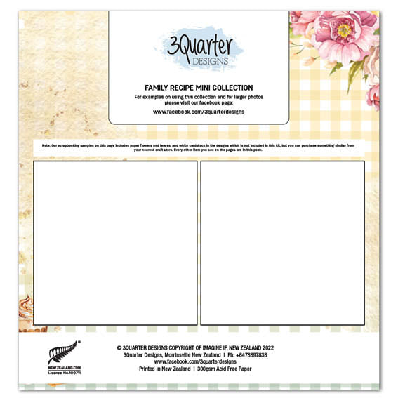 3Quarter Designs Family Recipe 12x12 Scrapbook Mini Collection