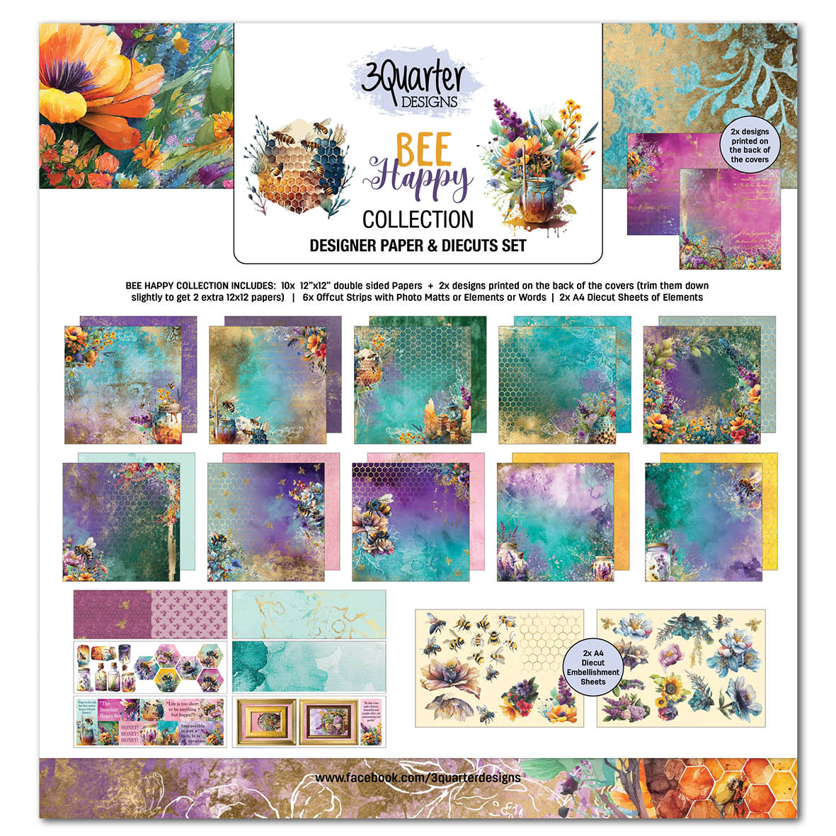 3Quarter Designs Bee Happy 12x12 Scrapbook Collection