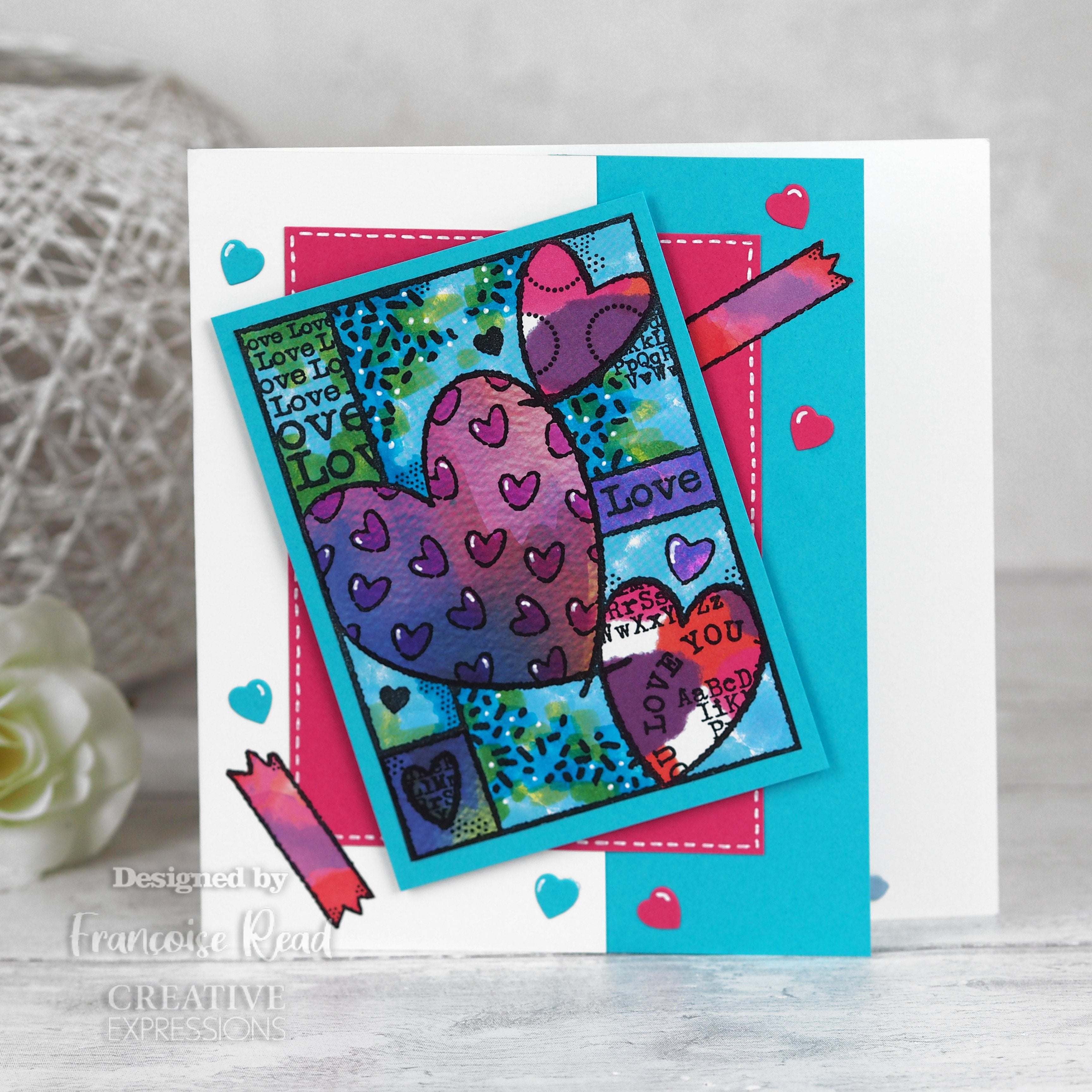 Woodware Clear Singles Heart Collage 4 in x 6 in Stamp