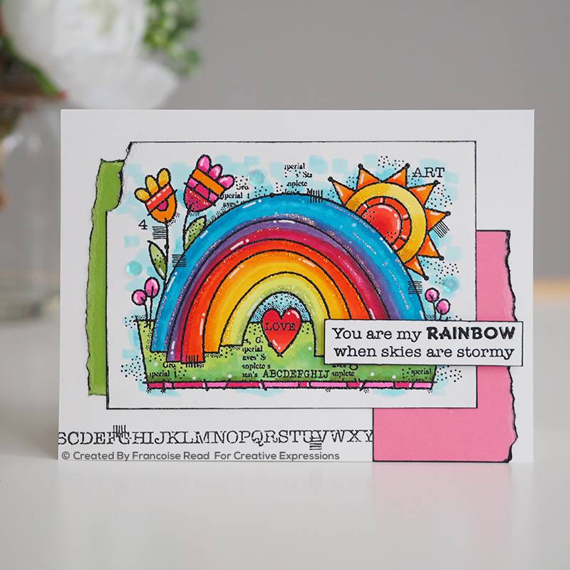 Woodware Clear Singles Garden Rainbow 4 in x 6 in Stamp