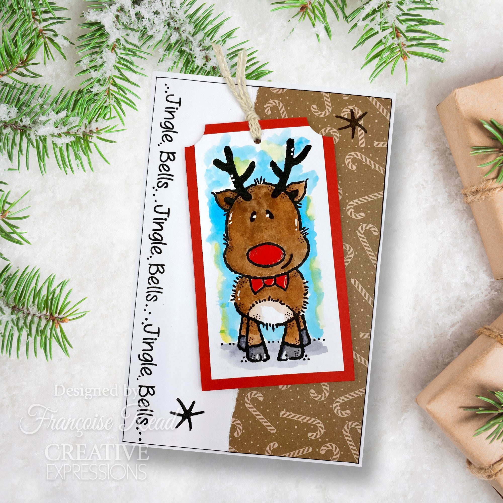 Woodware Clear Singles Mini Rudolph 3 in x 4 in Stamp