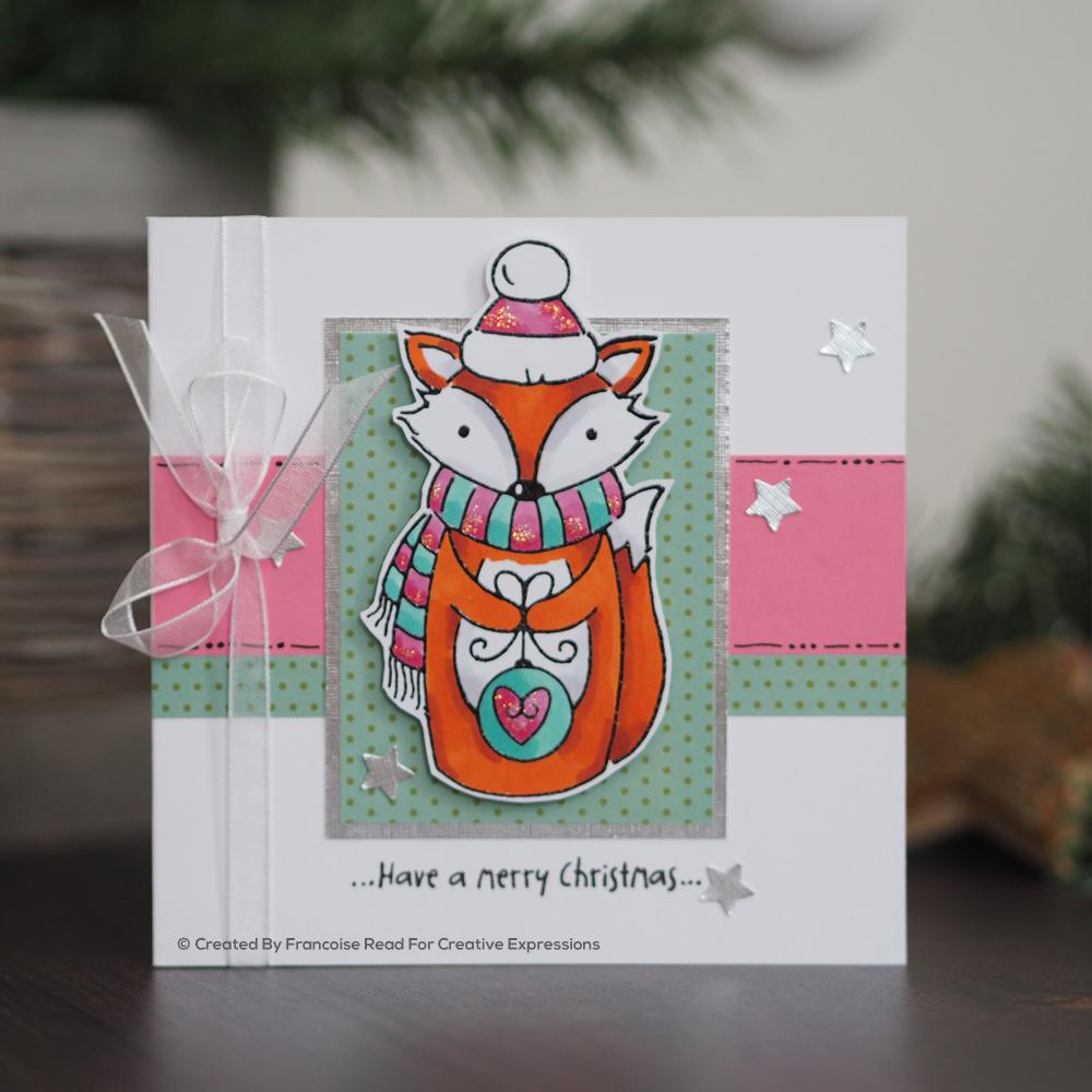 Foxy Christmas 4 in x 4 in Stamp