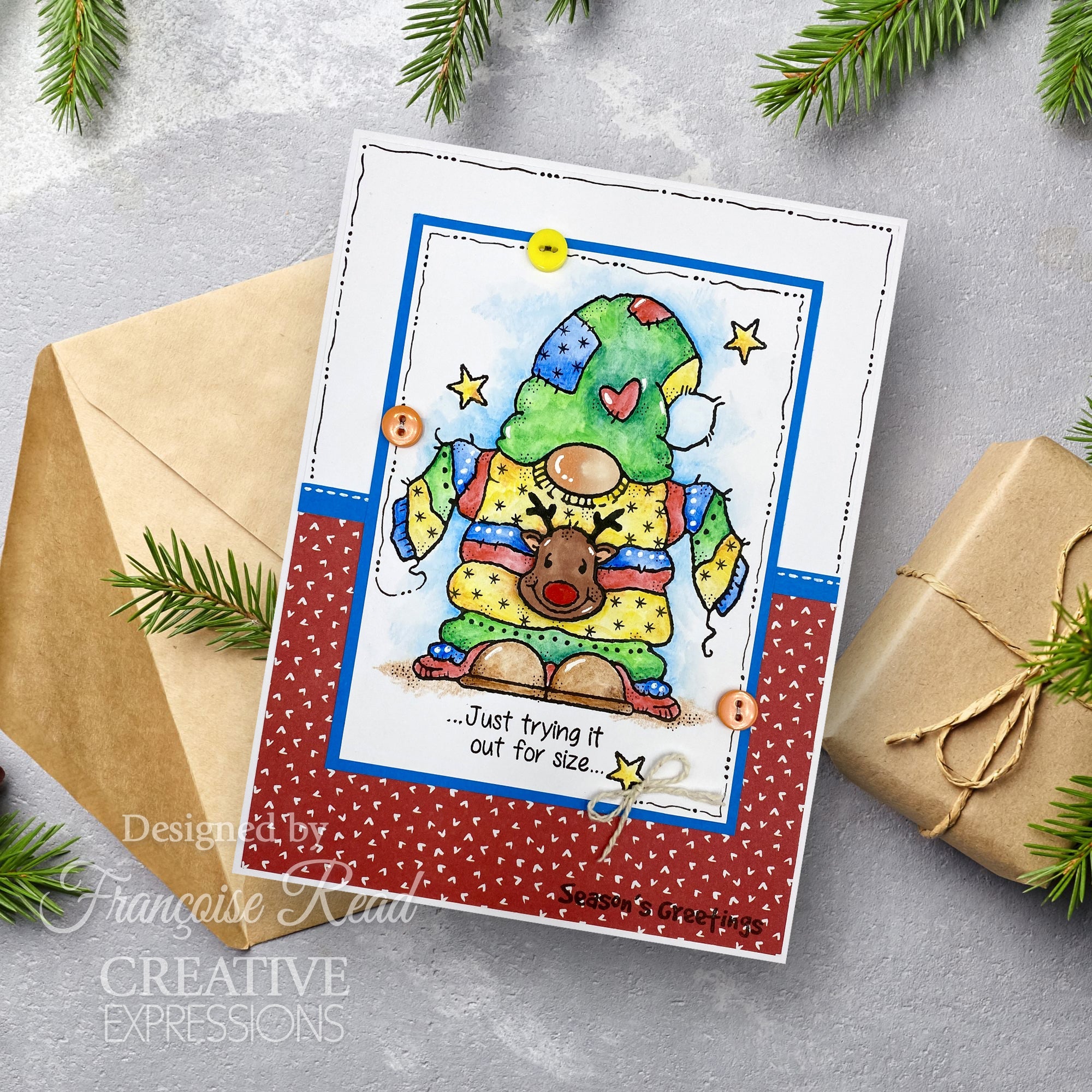 Woodware Clear Singles Cozy Gnome Jumper 4 in x 6 in Stamp Set