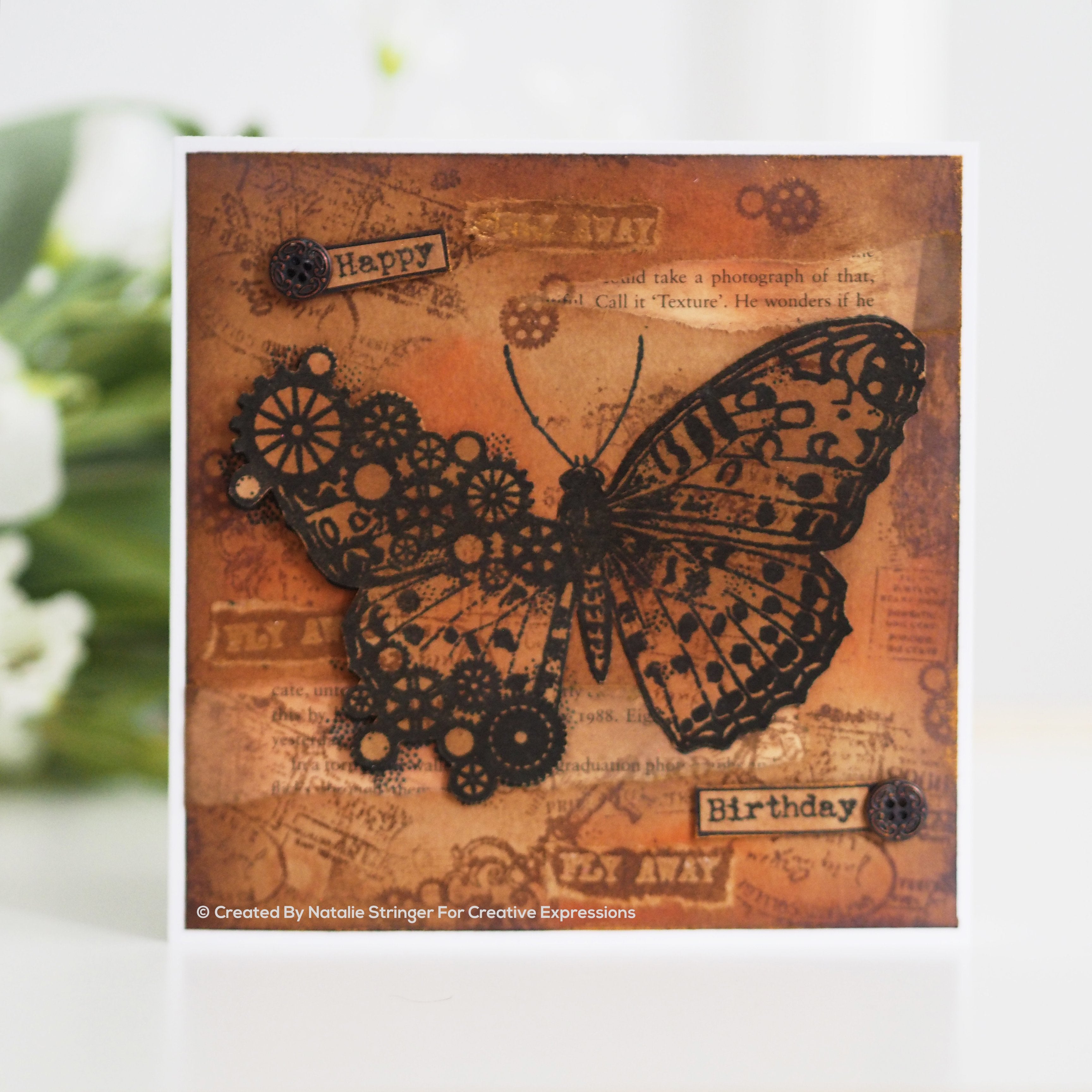 Woodware Clear Singles Three Butterflies 4 in x 6 in Stamp