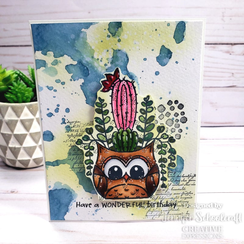 Woodware Clear Singles Owl Planter 4 in x 4 in Stamp