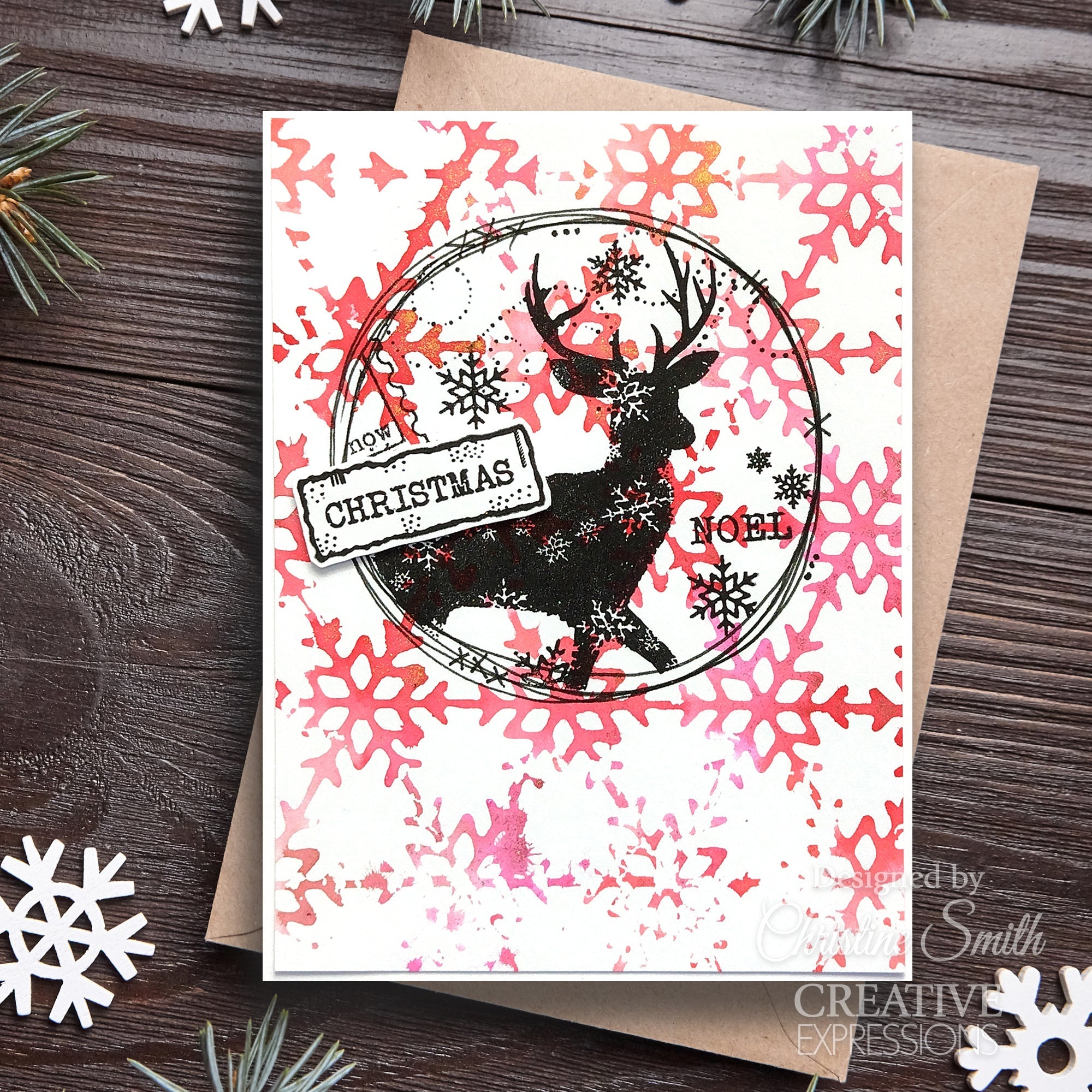 Woodware Clear Singles Winter Reindeer 4 in x 6 in Stamp Set