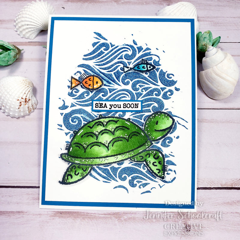 Woodware Clear Singles Sea Turtle 4 in x 6 in Stamp