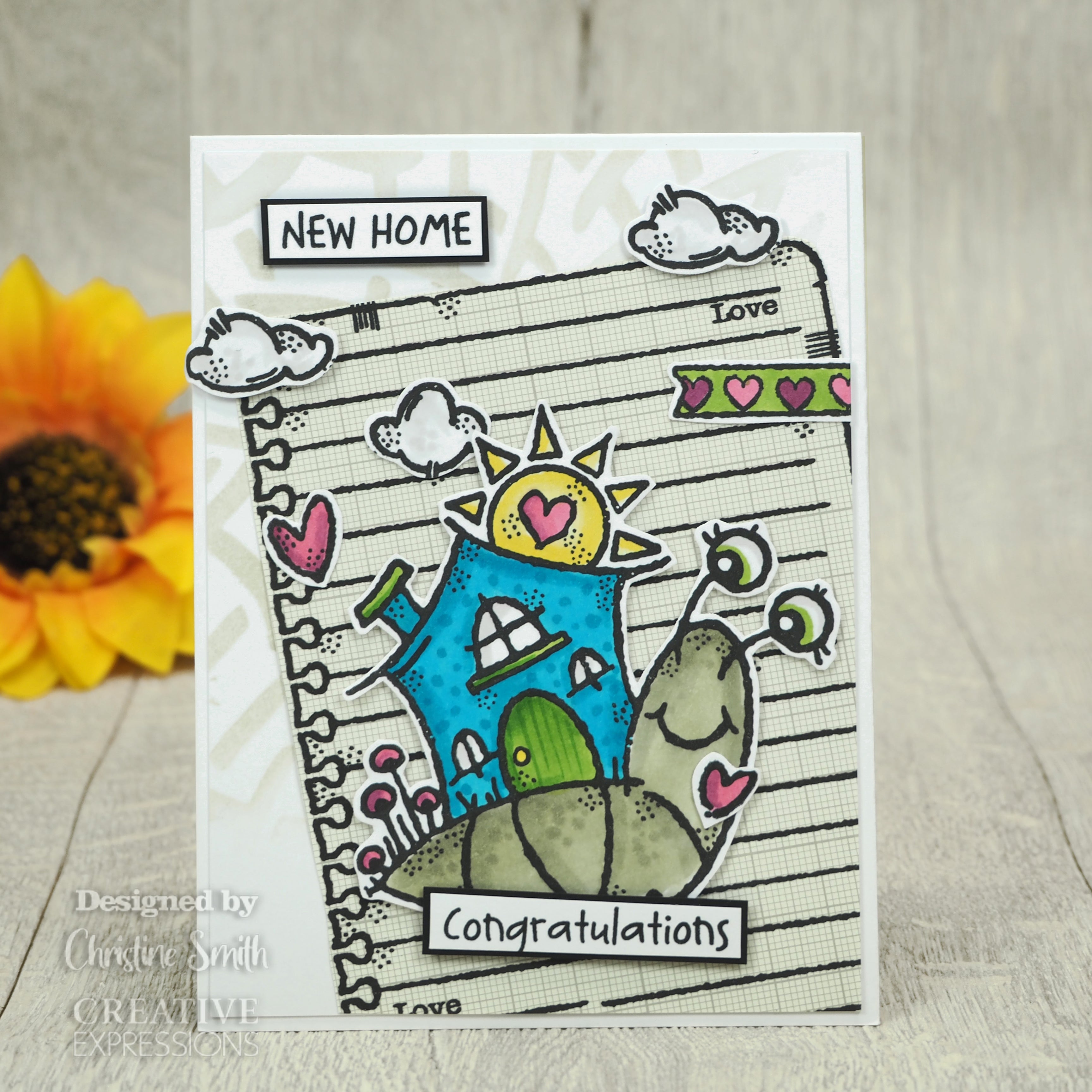 Woodware Clear Singles Happy House Snail 4 in x 4 in Stamp