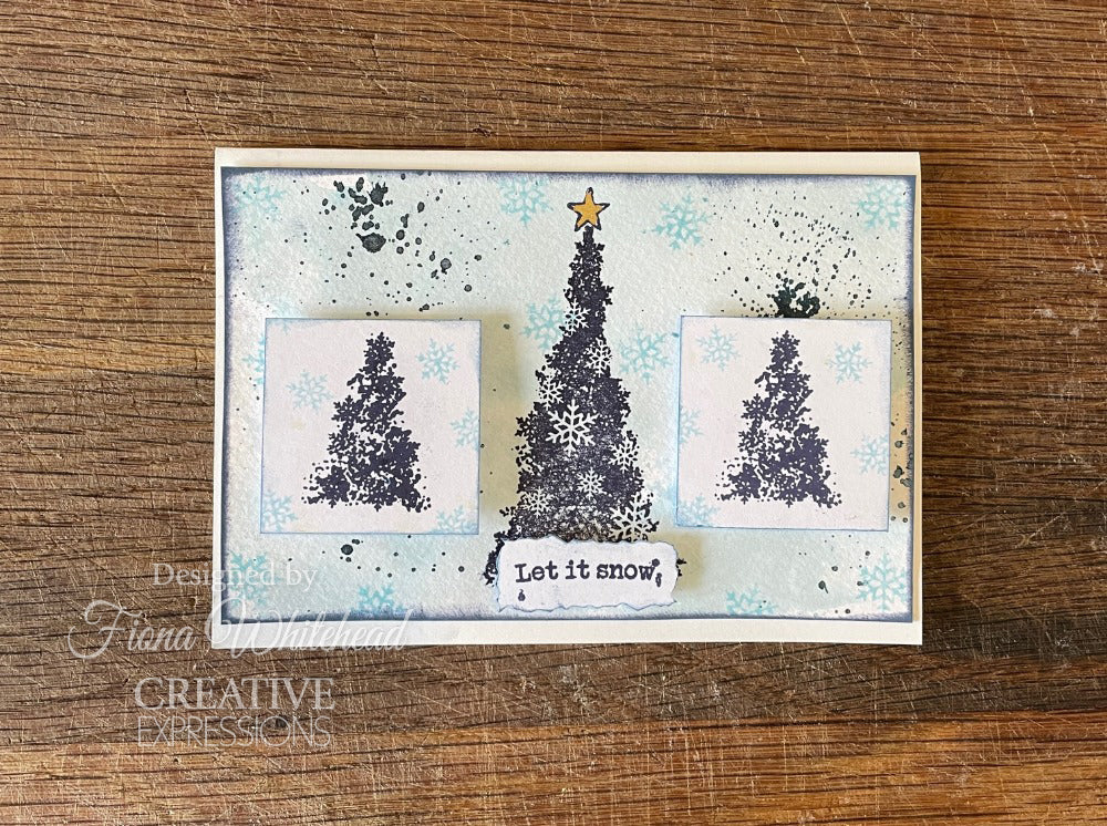 Woodware Clear Singles Snowflake Trees 4 in x 6 in Stamp Set