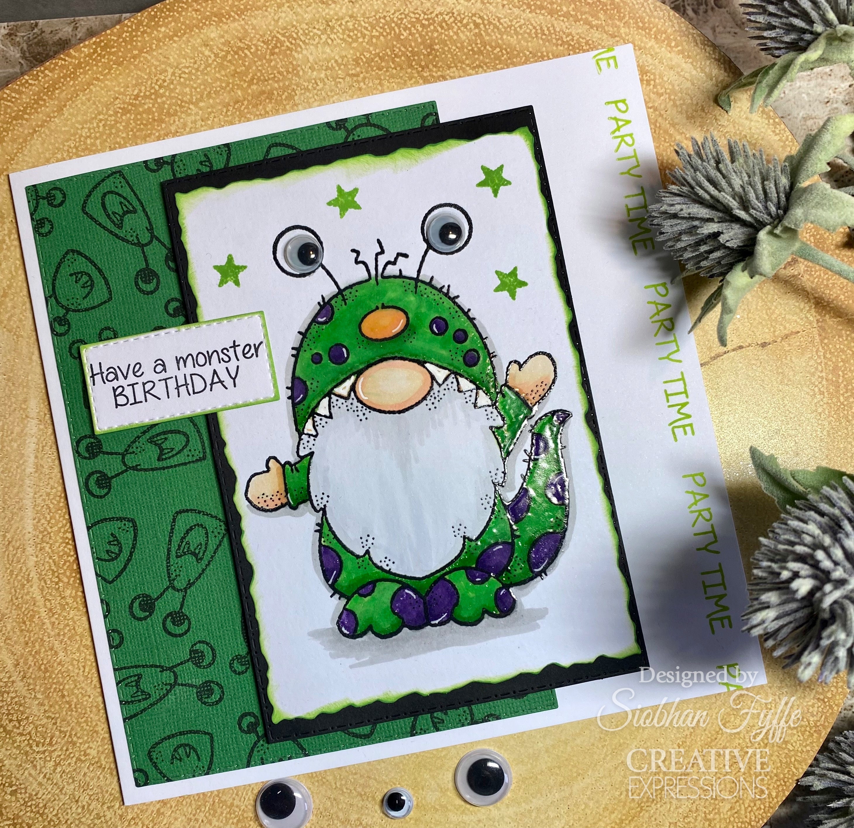 Woodware Clear Singles Monster Gnome 4 in x 6 in Stamp Set