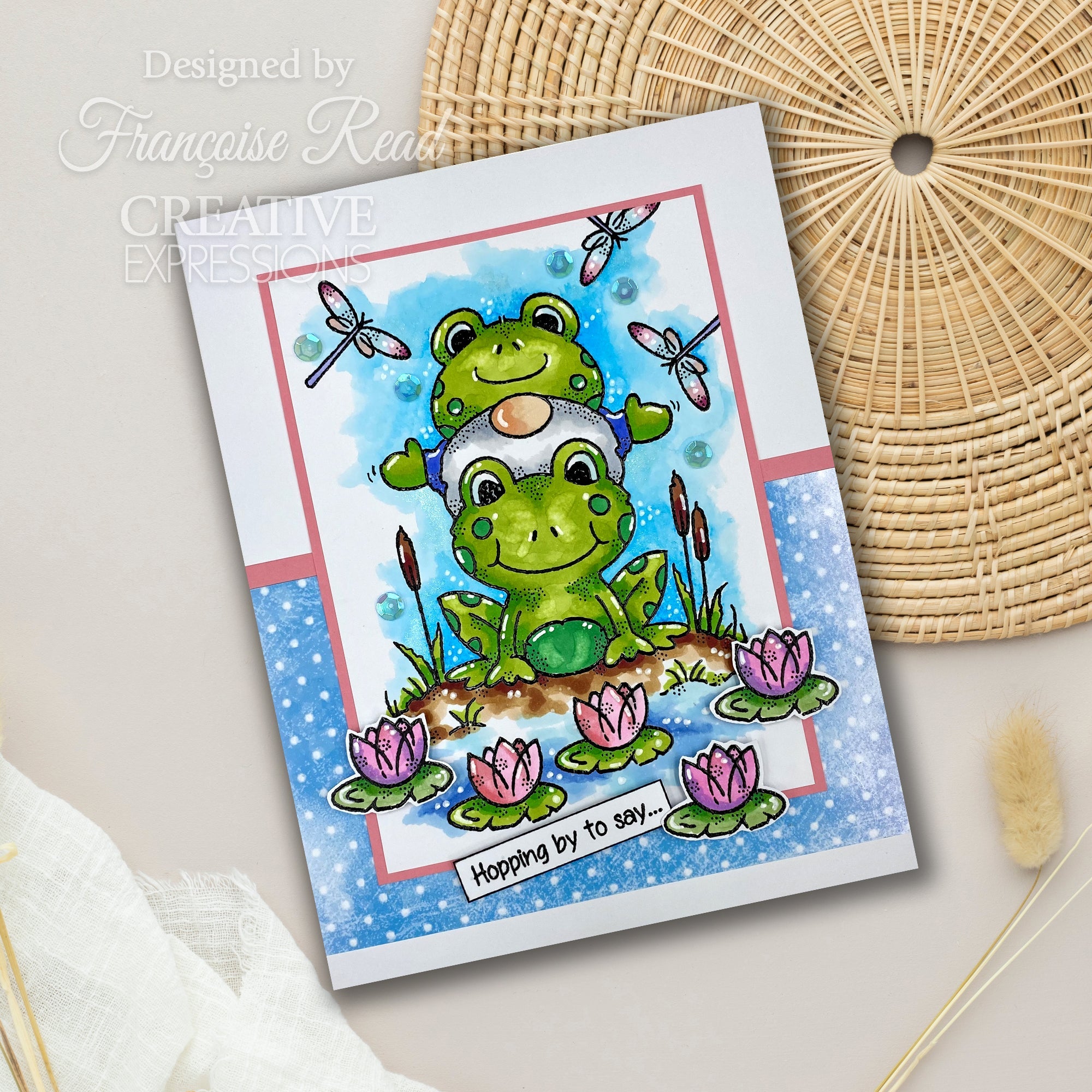 Woodware Clear Singles Hopping Gnome 4 in x 6 in Stamp Set