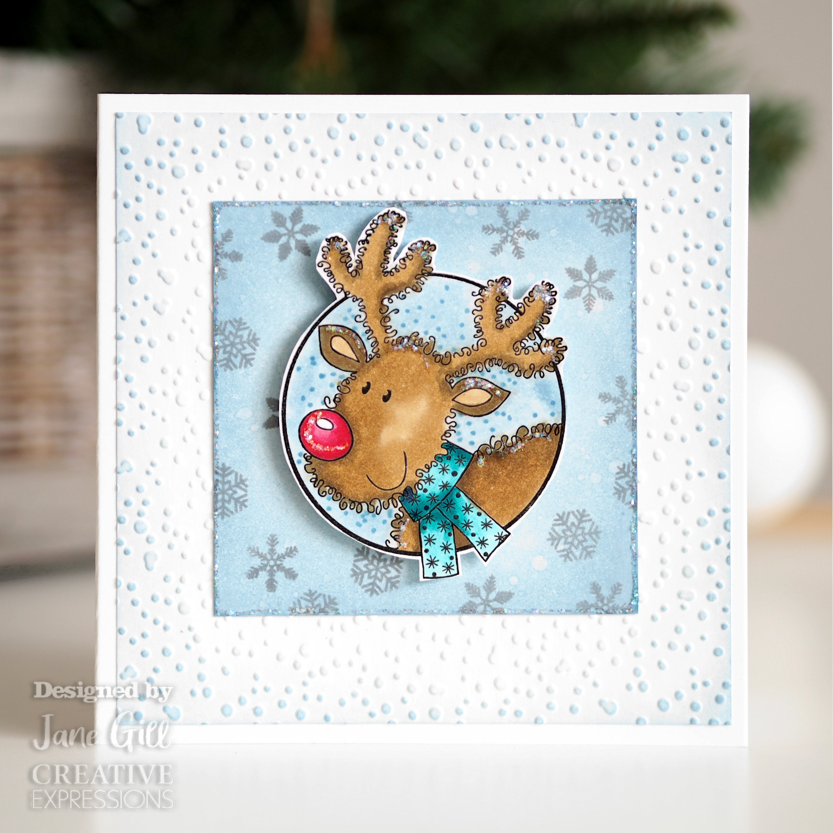 Woodware Clear Singles Festive Fuzzies - Mini Reindeer 3.8 in x 2.6 in Stamp