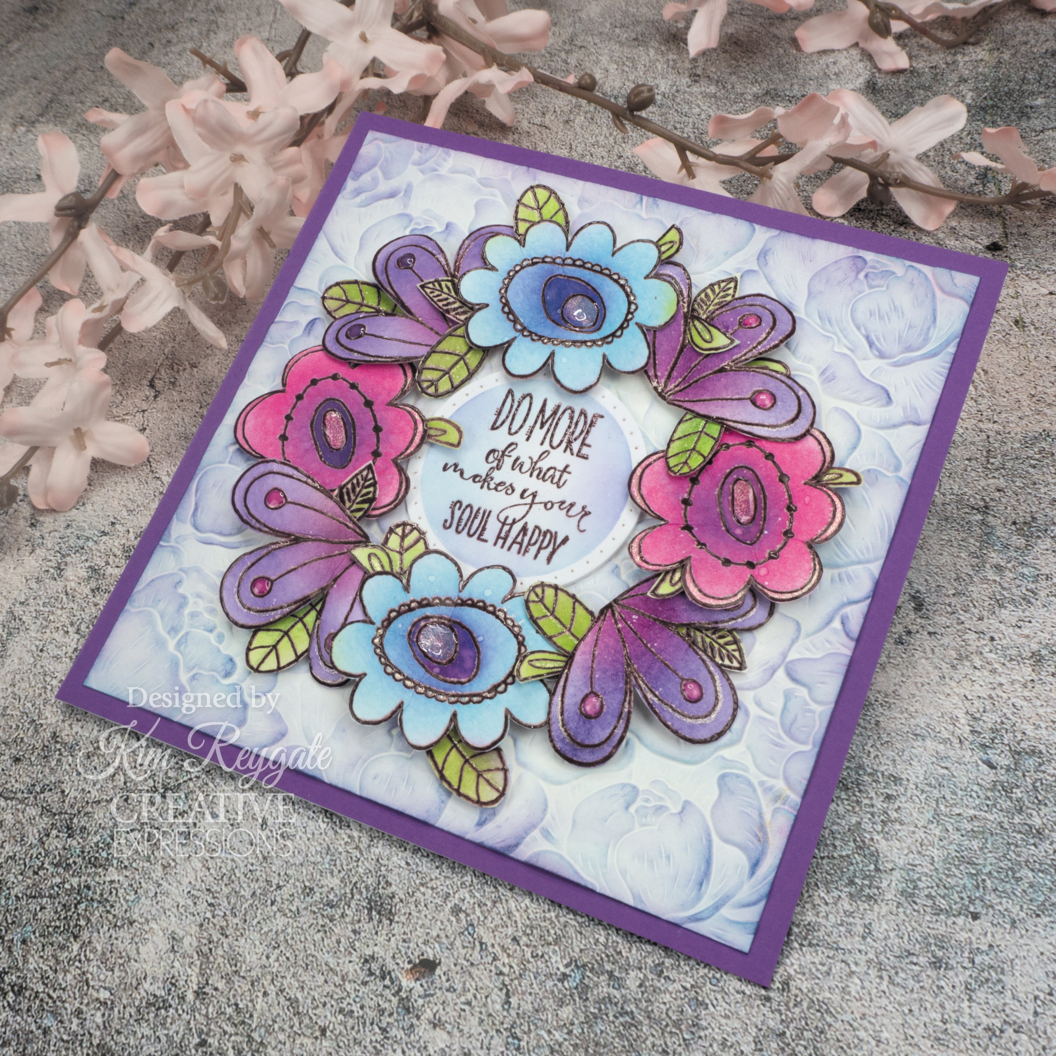 Woodware Clear Singles Petal Doodles Happy Soul 4 in x 6 in Stamp Set