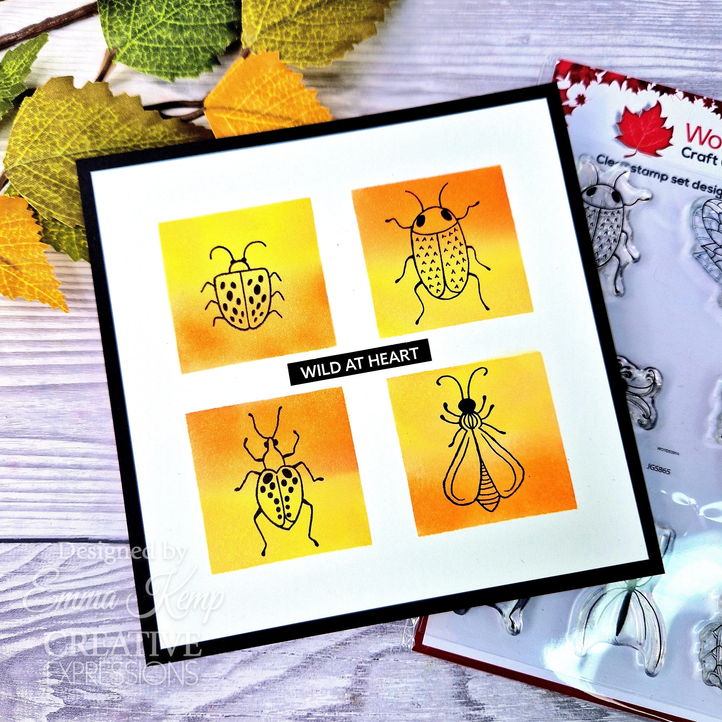 Woodware Clear Singles Bug Doodles 4 in x 6 in Stamp Set