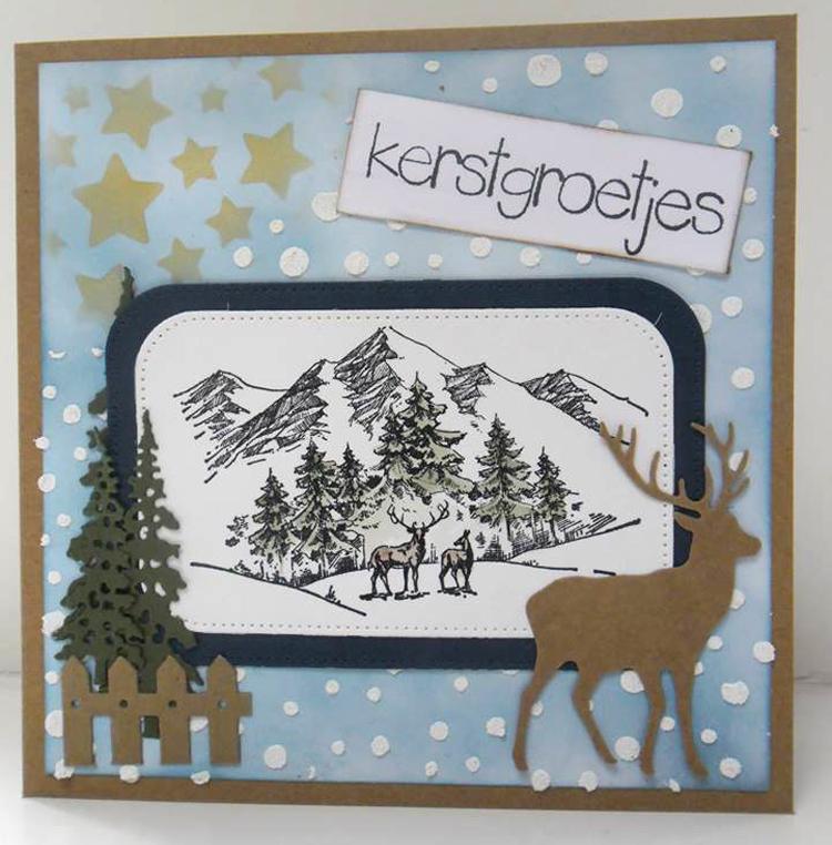 Nellie's Choice Stamp - Winter Landscape with Deer