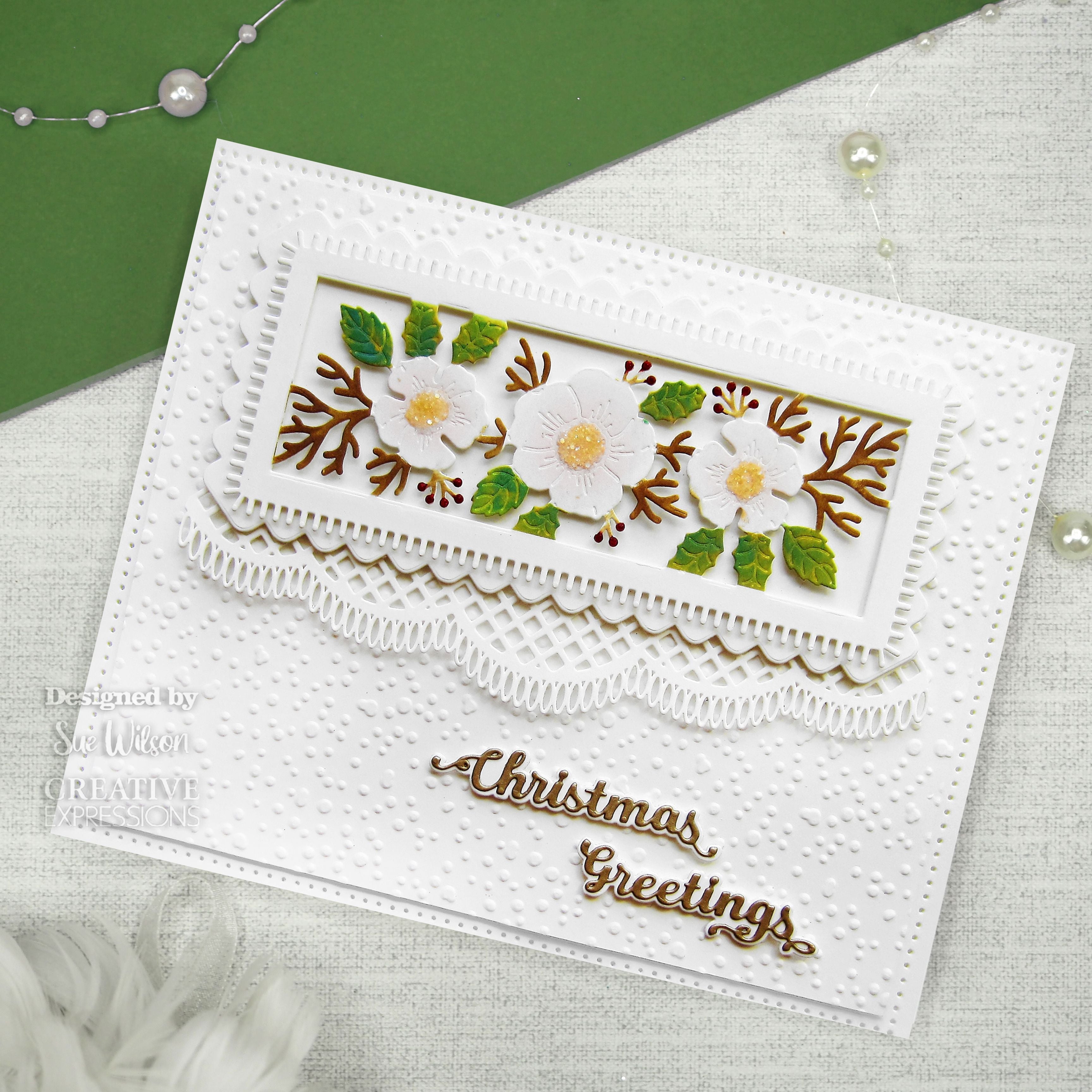 Creative Expressions Sue Wilson Festive Poinsettia Scalloped Border Craft Die