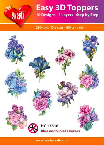 Hearty Crafts Easy 3D Toppers - Blue and Violet Flowers
