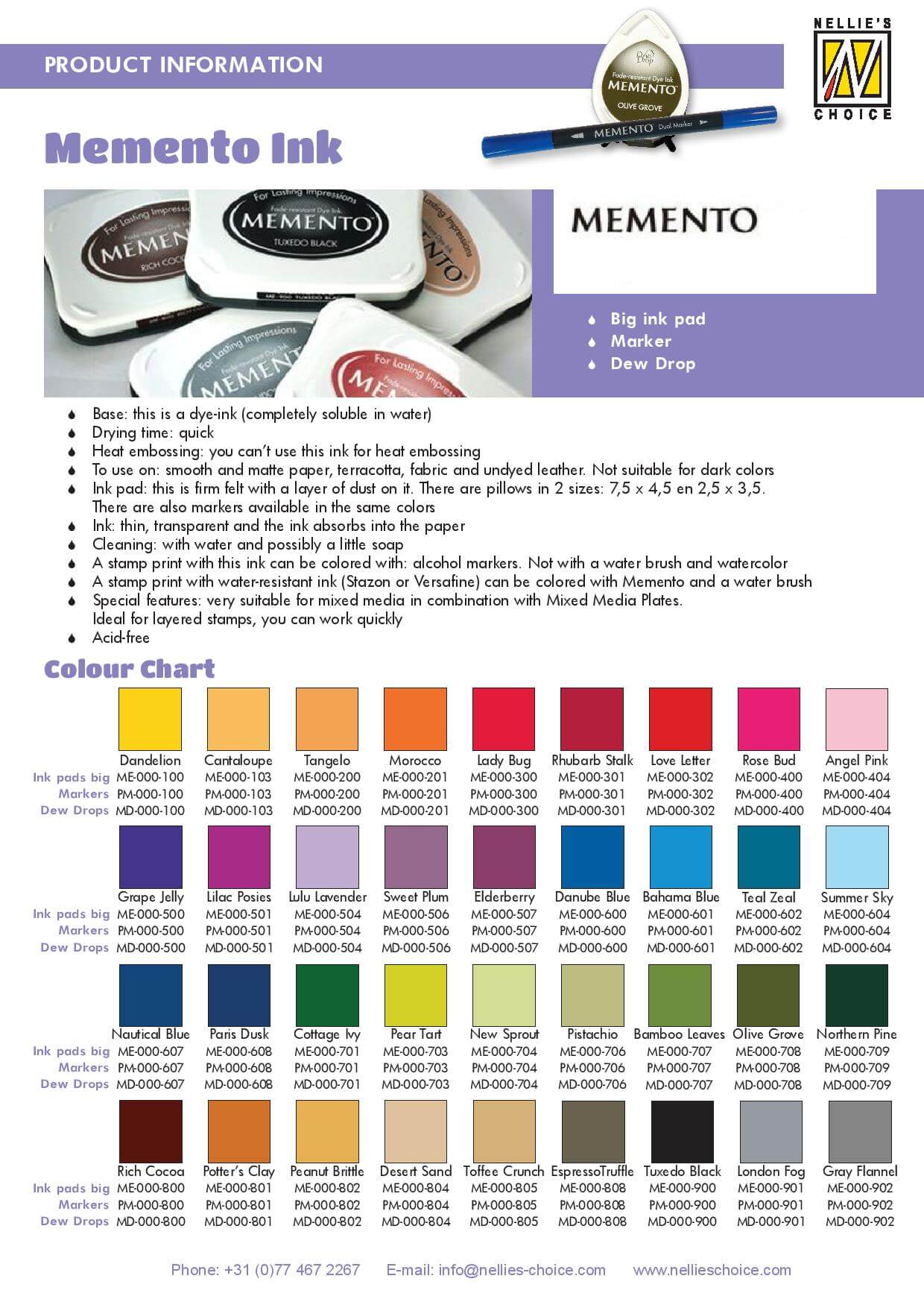 memento color chart  Ink pads, Scrapbooking stamps, Scrapbook organization