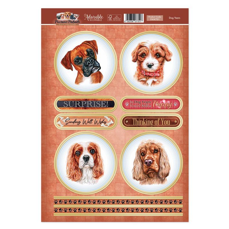 Dog Years Card Topper Sheet