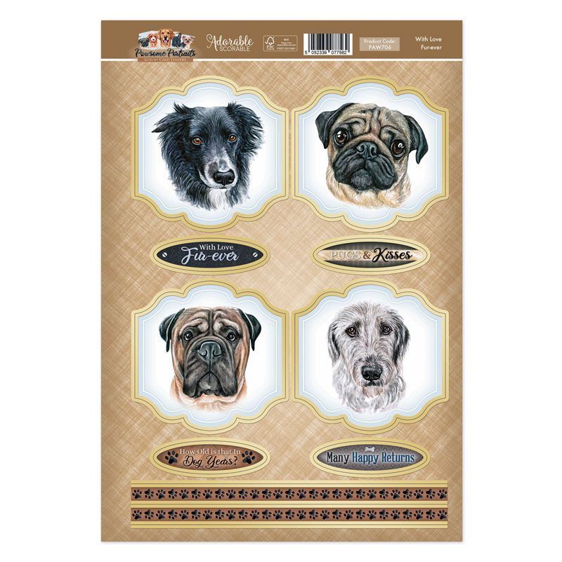 With Love Fur-ever Card Topper Sheet