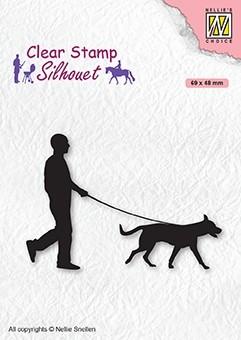 Clear Stamp Silhouette Men-Things Man With Dog