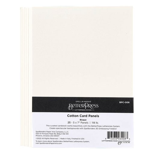 Bisque BetterPress A7 Cotton Card Panels  - 25 Pack
